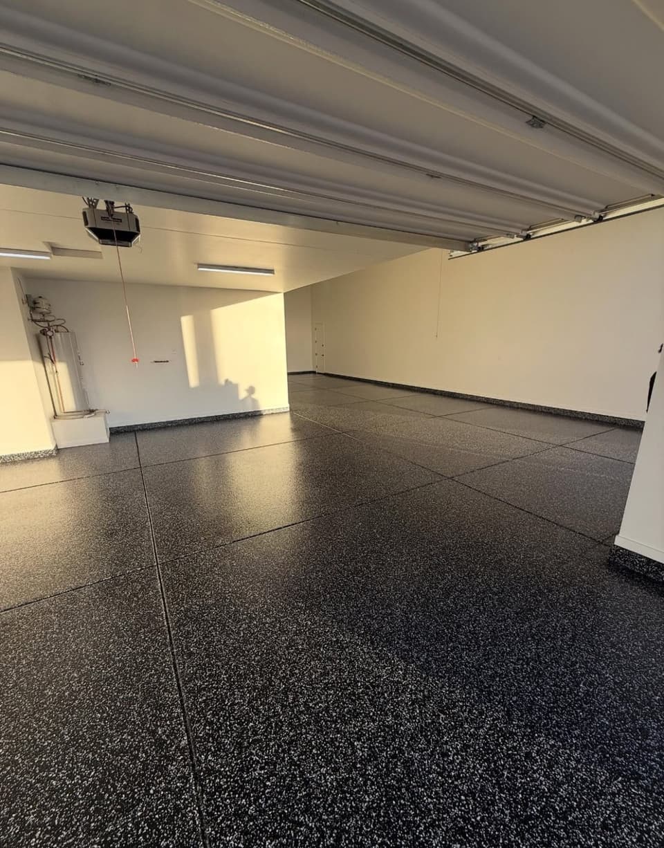 Freshly installed epoxy garage floor in the Treasure Valley, Idaho