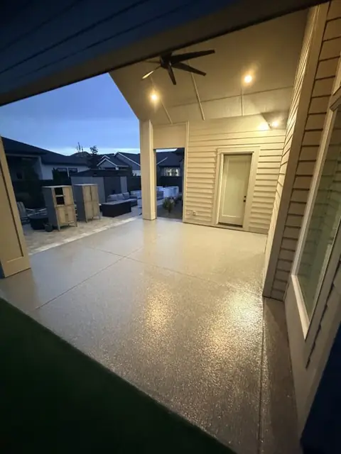 Resin4U job: covered patio dusk